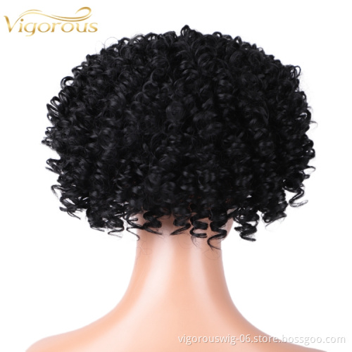 Wholesale Hair Ajustable Grip Cheap Full Attached Kinky Curly For White Black Women Brown Syntehtic Headband Wig